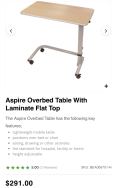 Aspire Over-Bed Adjustable Table