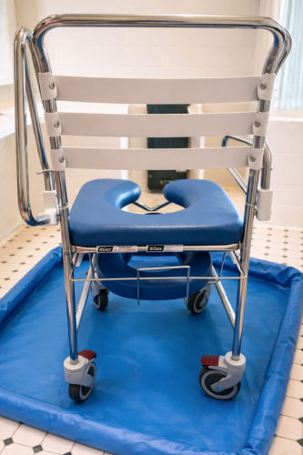 Shower/Commode Wheelchair with Tray