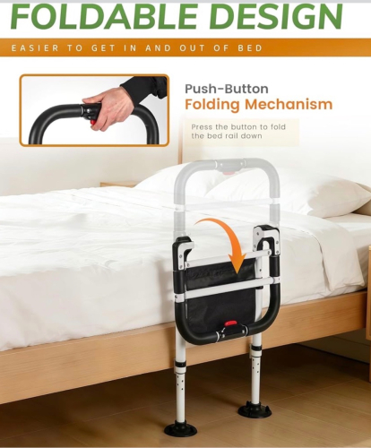 Foldable Push-Button Bed Rail